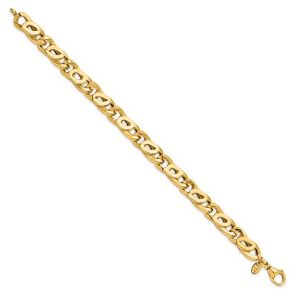New 14k Men's Polished Fancy TIger's Eye Link Bracelet, 8.25 inches long